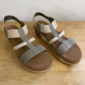 Yellow Box Faux Leather And Fabric Strap Wedge Sandal Size 10